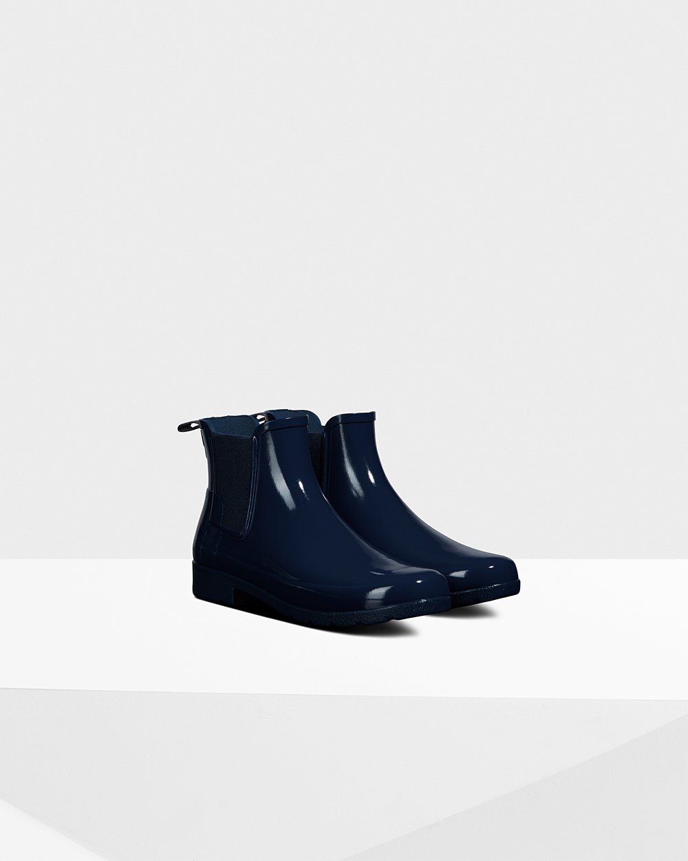 Bottes Chelsea Hunter Refined Gloss Slim Fit Femme Bleu Marine EBCWLPF-91